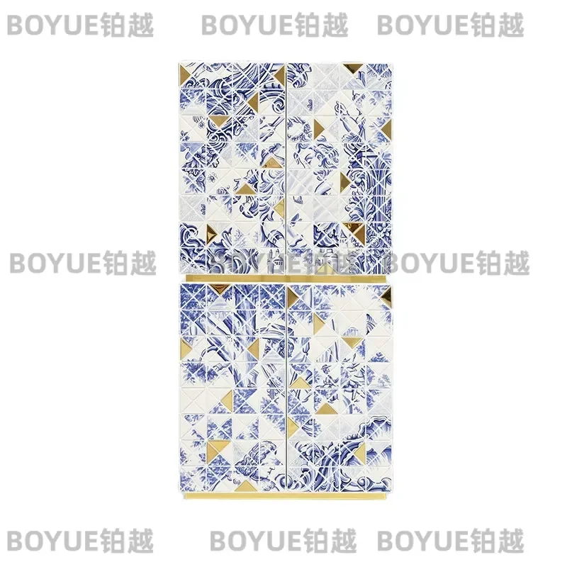 Modern Portuguese Art Sideboard Solid Wood Painted Dining Cabinet Luxury Storage Console Decorative Furniture for Villa