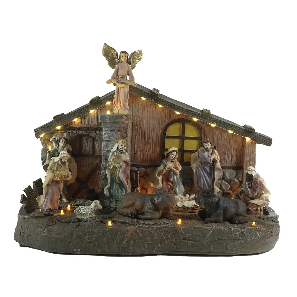 Holiday Gifts Nativity Glowing House Ornaments Crafts Window Ornaments