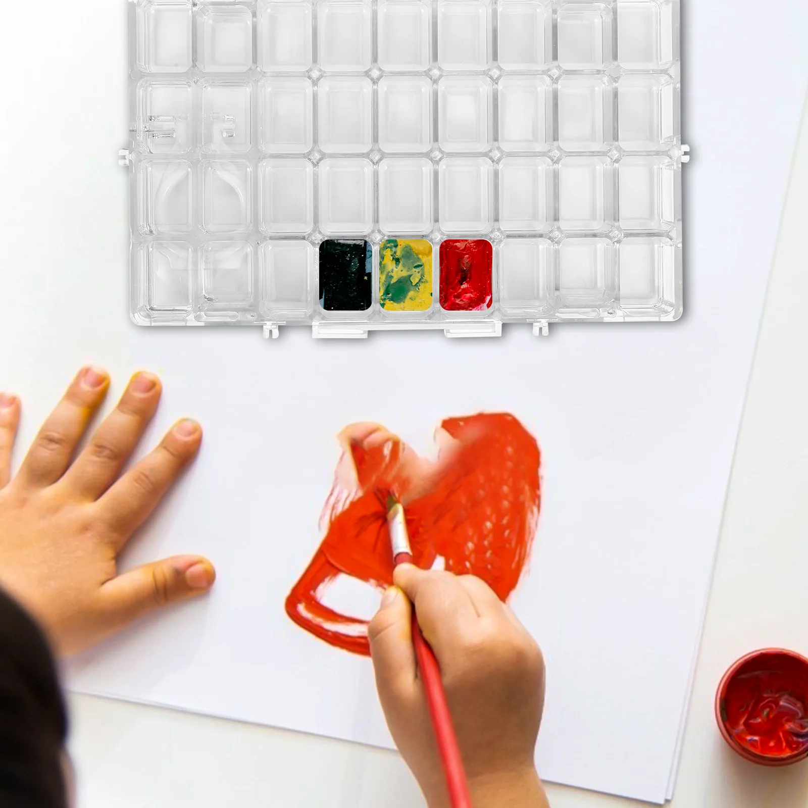

Portable 36 Grid Watercolor Pigment Box Art Color Mixing Tray Durable Plastic For Travel Home Studio Painting Easy Clean