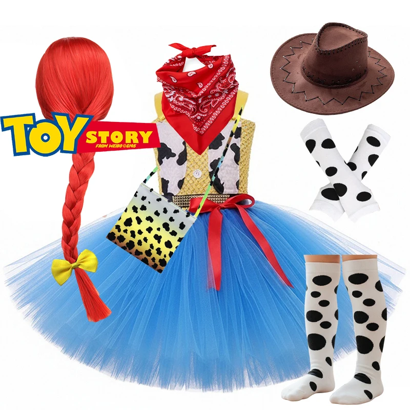 Disfraces de Jessie de Toy Story para niñas, vestidos de malla elegantes para Halloween, traje de vaquera Woody, ropa para fiesta de cumpleaños para niñas