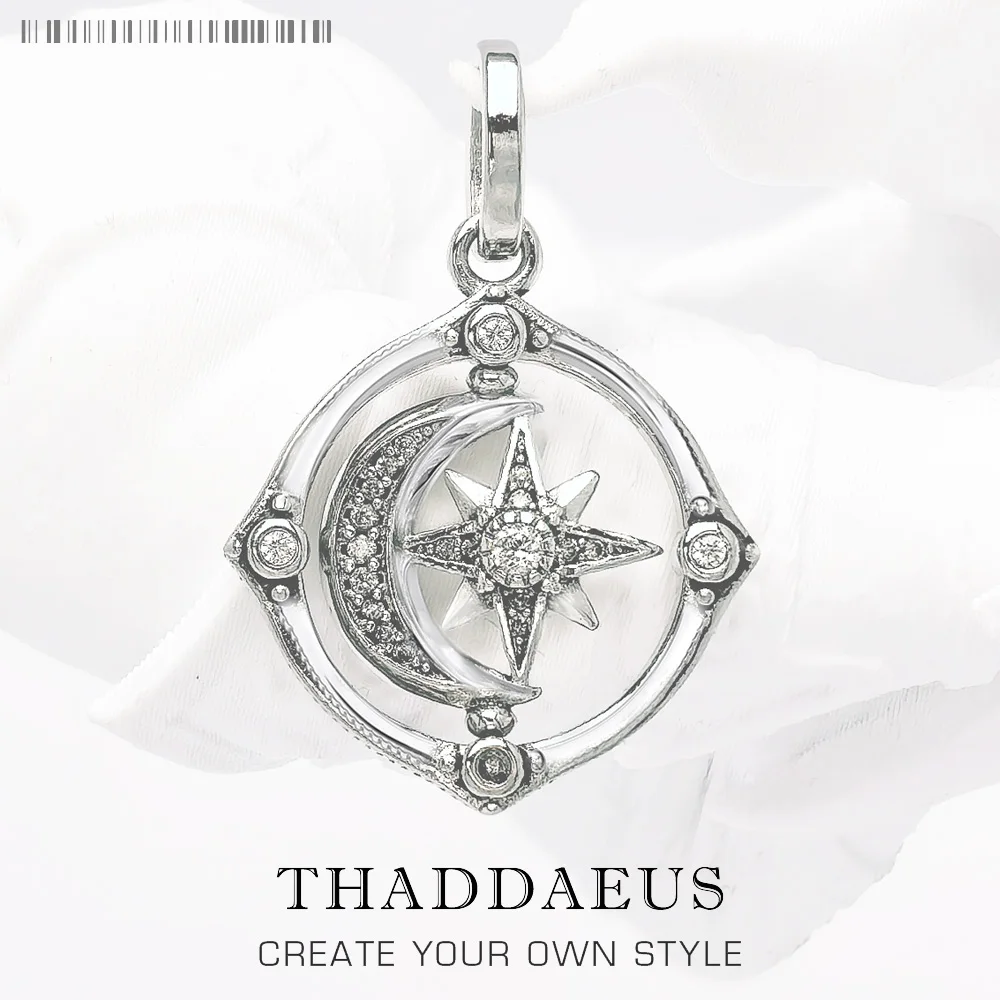 

Moveable Star And Moon Pendant Brand New Fine Jewelry Accessories 925 Sterling Silver Vintage Gift For Woman