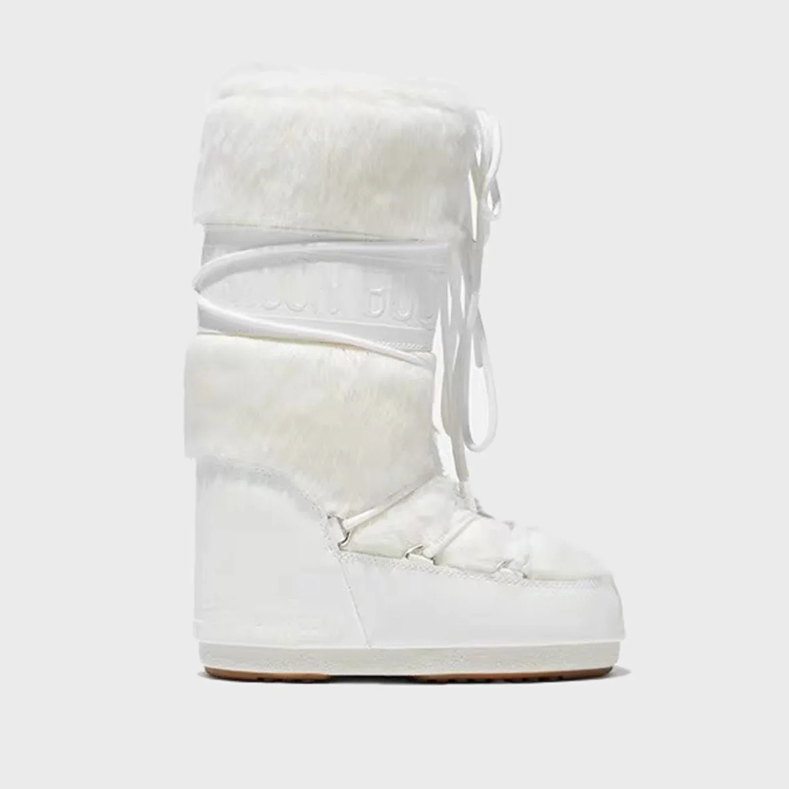 Moon bottes nouveau 2025 hiver long tube chaud fond épais bottes de fourrure blanche imperméable et anti-dérapant haut tube bottes de neige pour les femmes