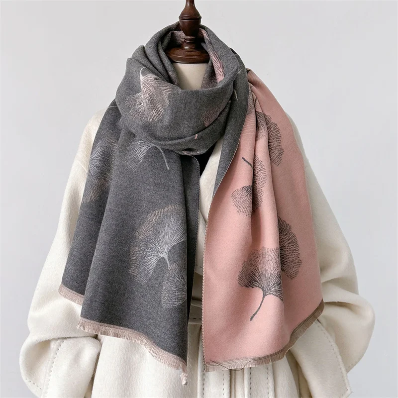 Luxury Brand Cashmere Women Floral Scarf Winter Warm Shawl and Wrap Bandana Pashmina Female Foulard Square Thick Blanket Poncho