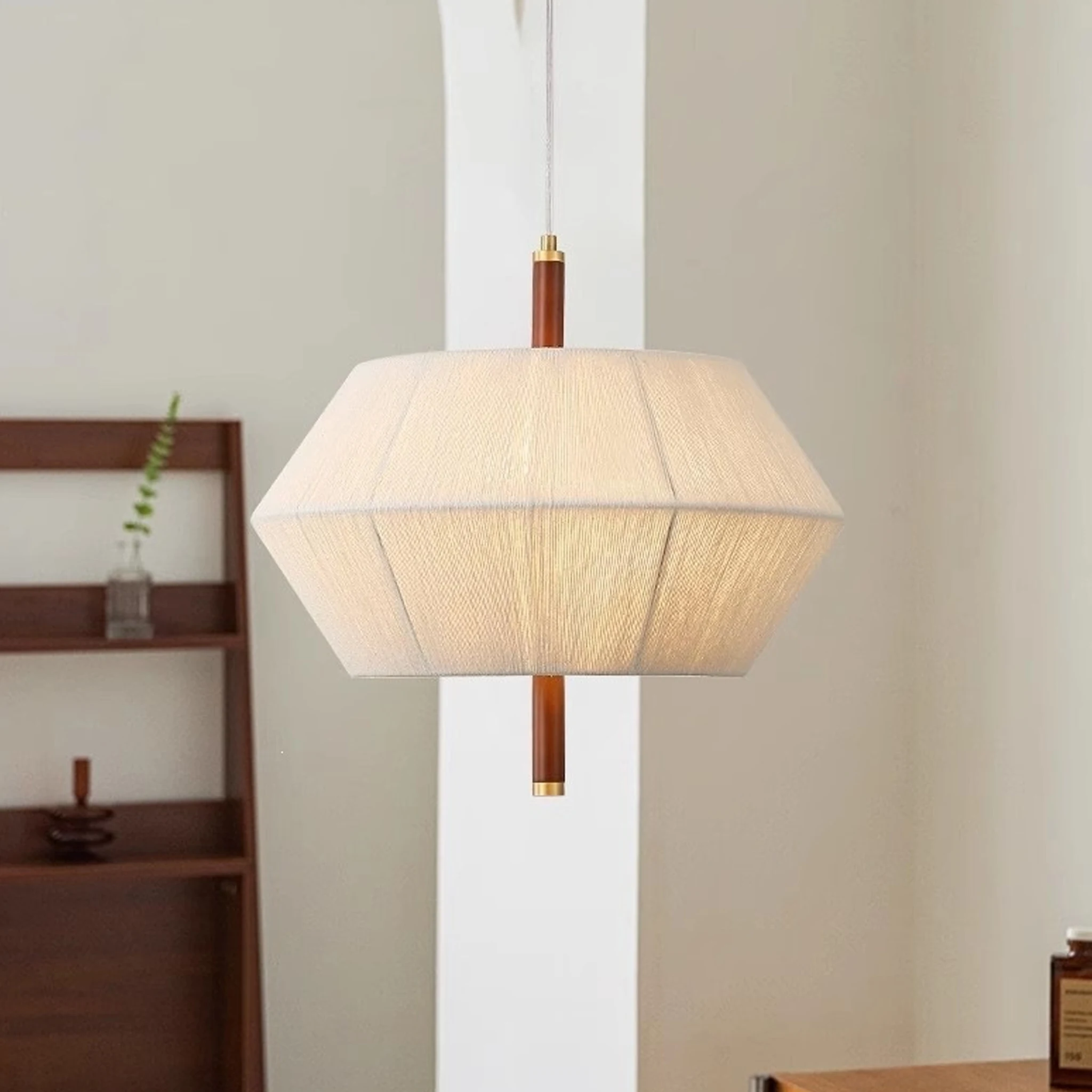 Retro Wabi Sabi Pendant Lamp Hand Woven Cotton Thread Led Pendant Lights for Bedroom Dining Room Hanging Lamp Fixture