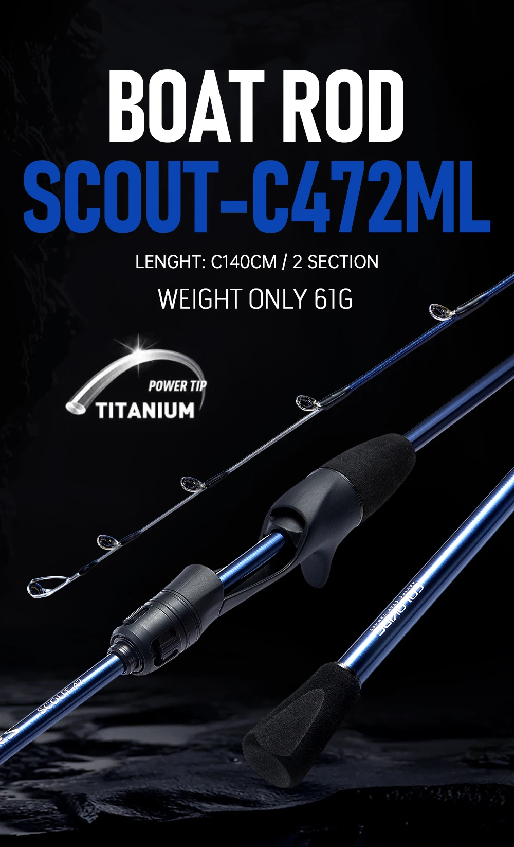 SOLOKING SCOUT47 Oktopus-Tintenfisch-Angelrute 9:1 Action Jigging Boot- und Meeresangelrute 61g Leichtgewichtige Webfooted-Rute – Detail 1