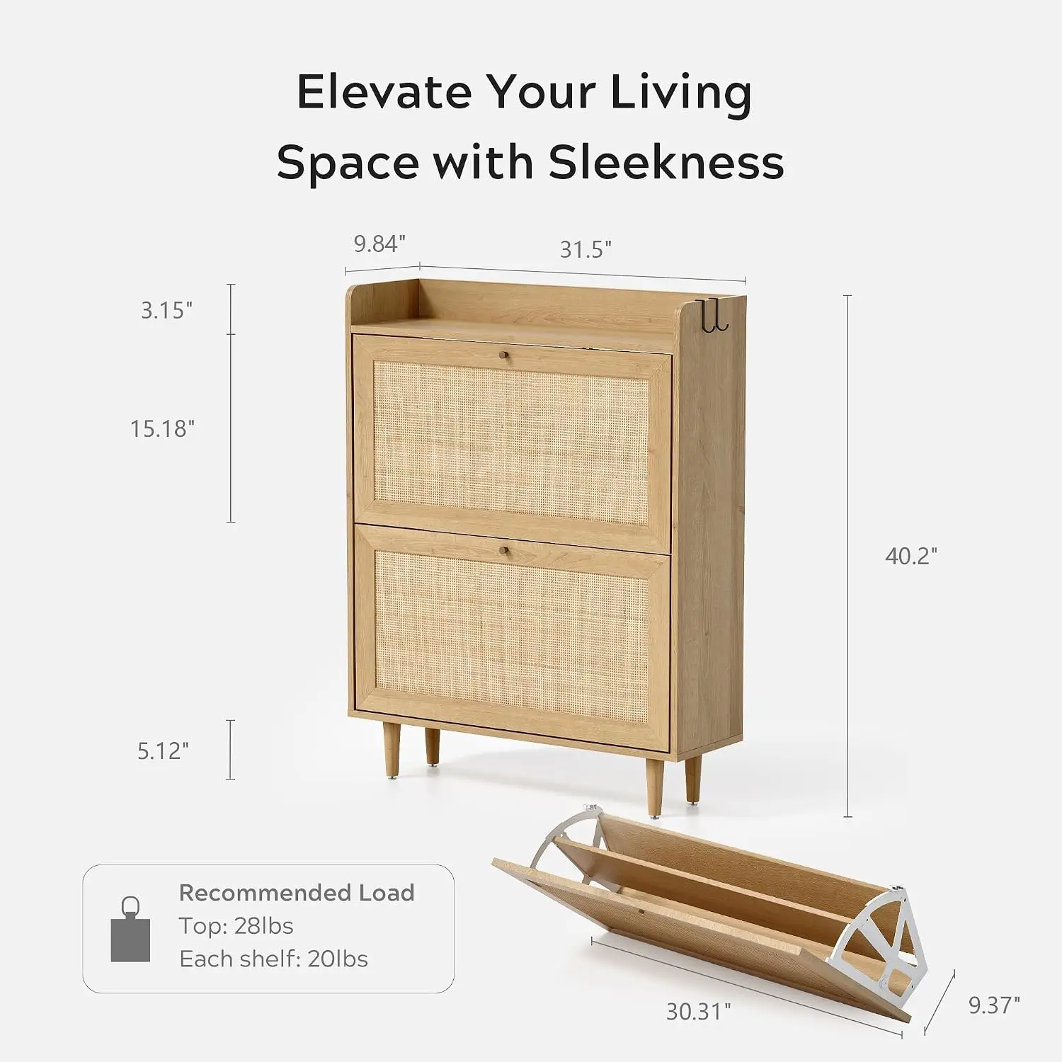 Shoe Cabinet 2-Pack, Farmhouse Organizer with Flip Drawers, Boho Slim Hidden Rack for Entryway & Hallway, Oak, Customized