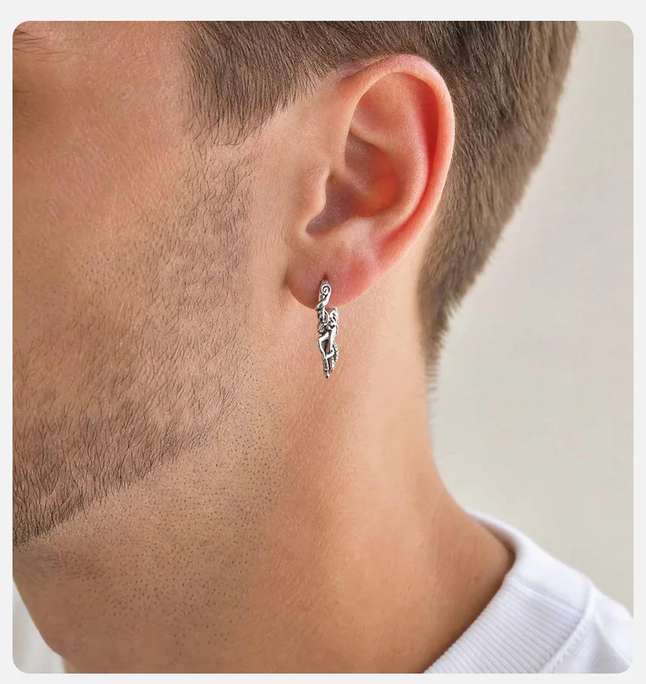 Vnox Edelstahl-Oktopus-Tentakel-Creolen, Vintage Gothic Punk Hängeohrringe, Piercing-Schmuck, Geschenk für Männer, für den täglichen Gebrauch und Partys – Detail 2