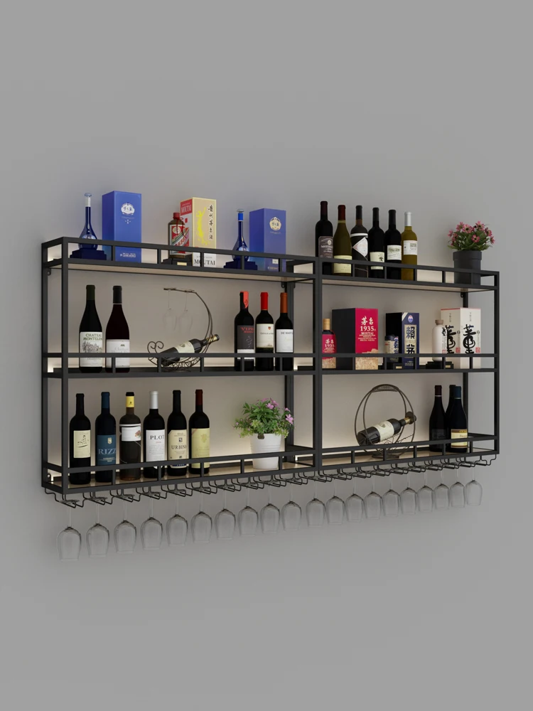 Iron Art Industrial Style Wine Rack Wall Hanging Decoration Light Luxury Luxury Wine Cabinet Wall