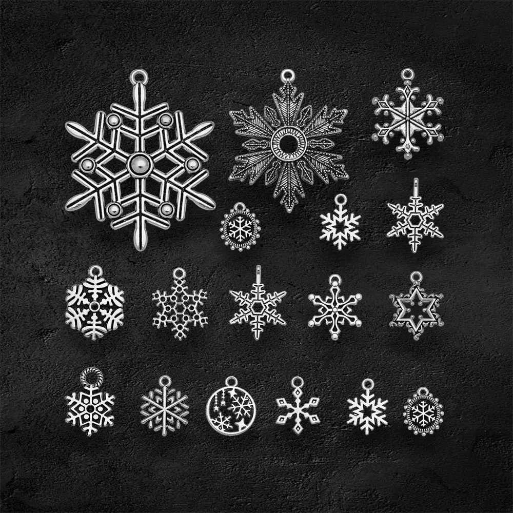 Antique Silver Plated Snowflake Winter Charms Christmas Pendants For Diy Necklace Creation Jewelry Making Supplies Accessories