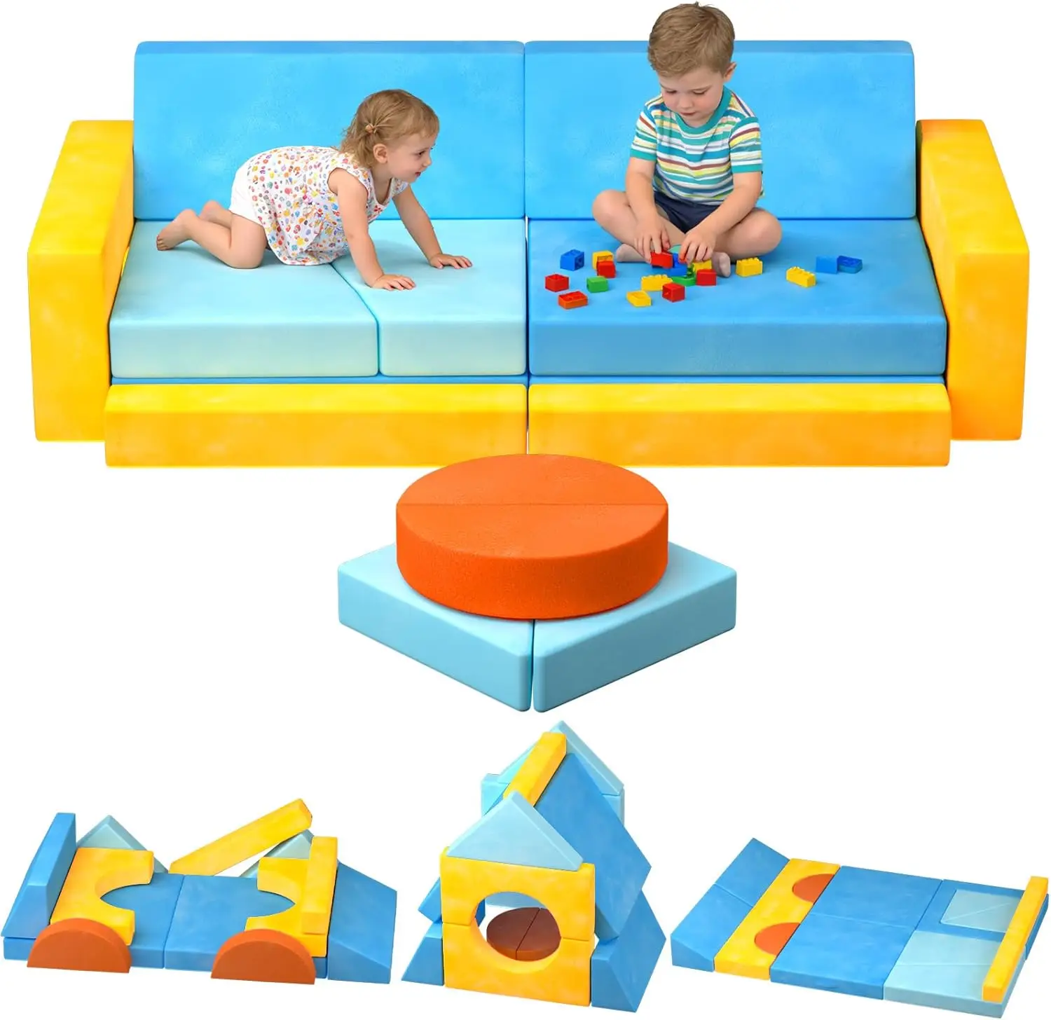 

Модульный детский диван-кровать-трансформер из 15 элементов, уникальный складной игровой диван для малышей, со съемным бархатным чехлом, безопасная мебель для мальчиков и девочек