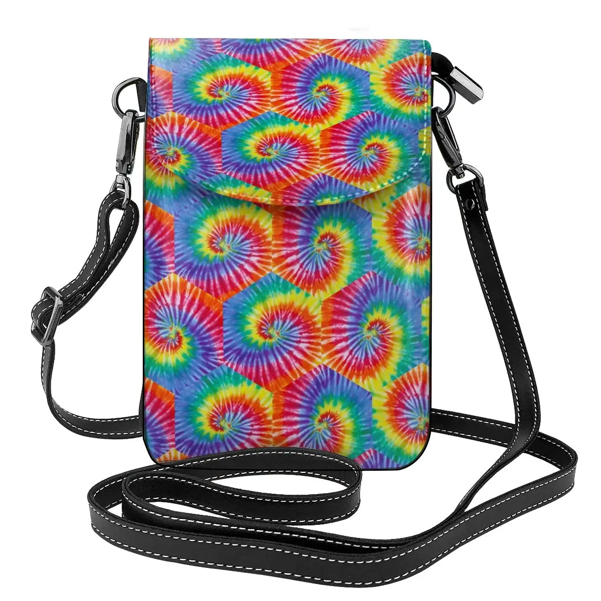 

Психоделическая сумка через плечо Tie Dye в стиле хиппи, рабочие студенческие женские сумки, подарки, кожаный кошелек в стиле ретро