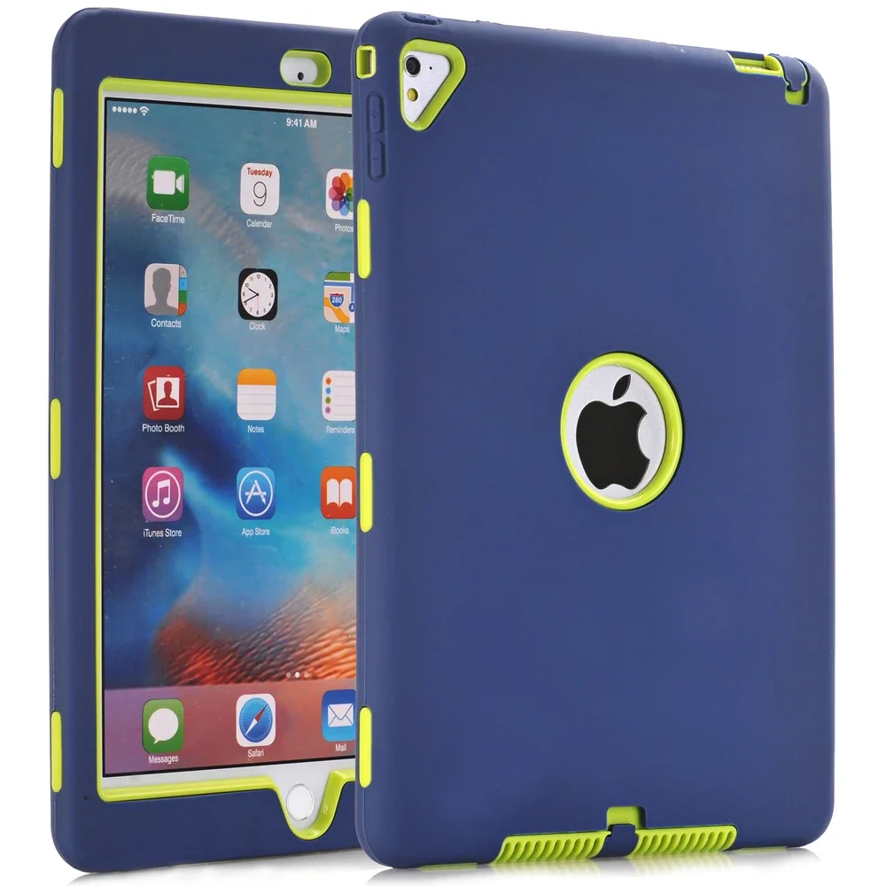 for iPad 10.5 Pro 9.7 Air 2 Case,Heavy Duty Shockproof Soft Silicone Rubber Bumper+Hard Plastic Hybrid Protective Case