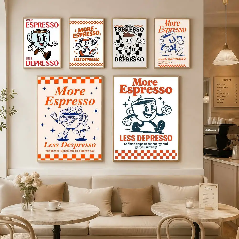 More Espresso Less Depresso Coffee Wall Art Posters Wall Art Retro Painting Home Room Cafe Club Dorm Wall Decor