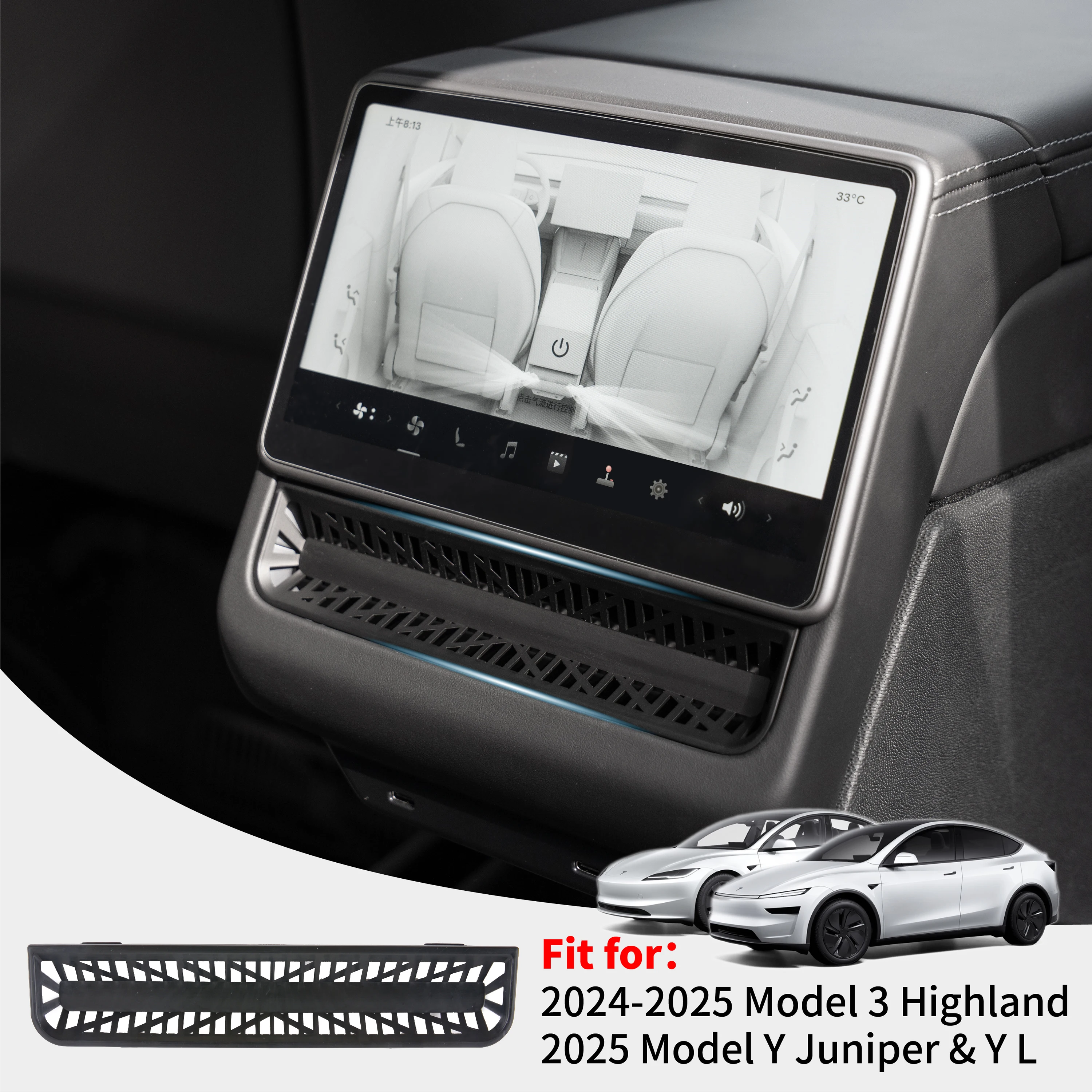 ST For New Tesla Model Y Juniper YL Model 3 Highland Rear Air Outlet Cover Rear Air Vent Protective Anti Blocking Accessory
