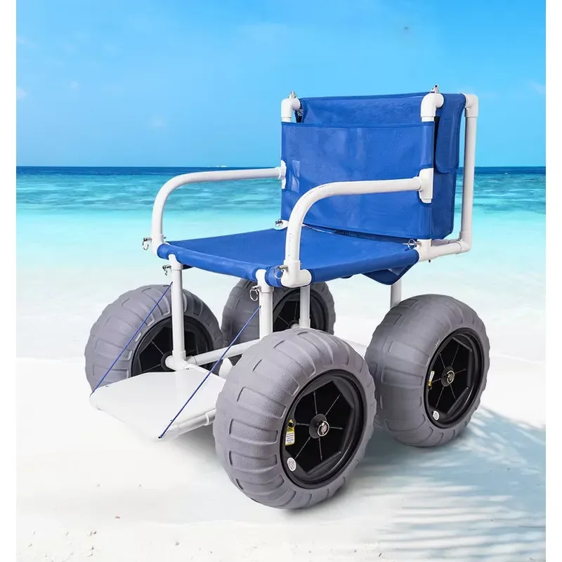 All Terrain Beach Wheelchair with Quick Release Backrest Manual Folding Design for Elderly Rehabilitation Outdoor Sand