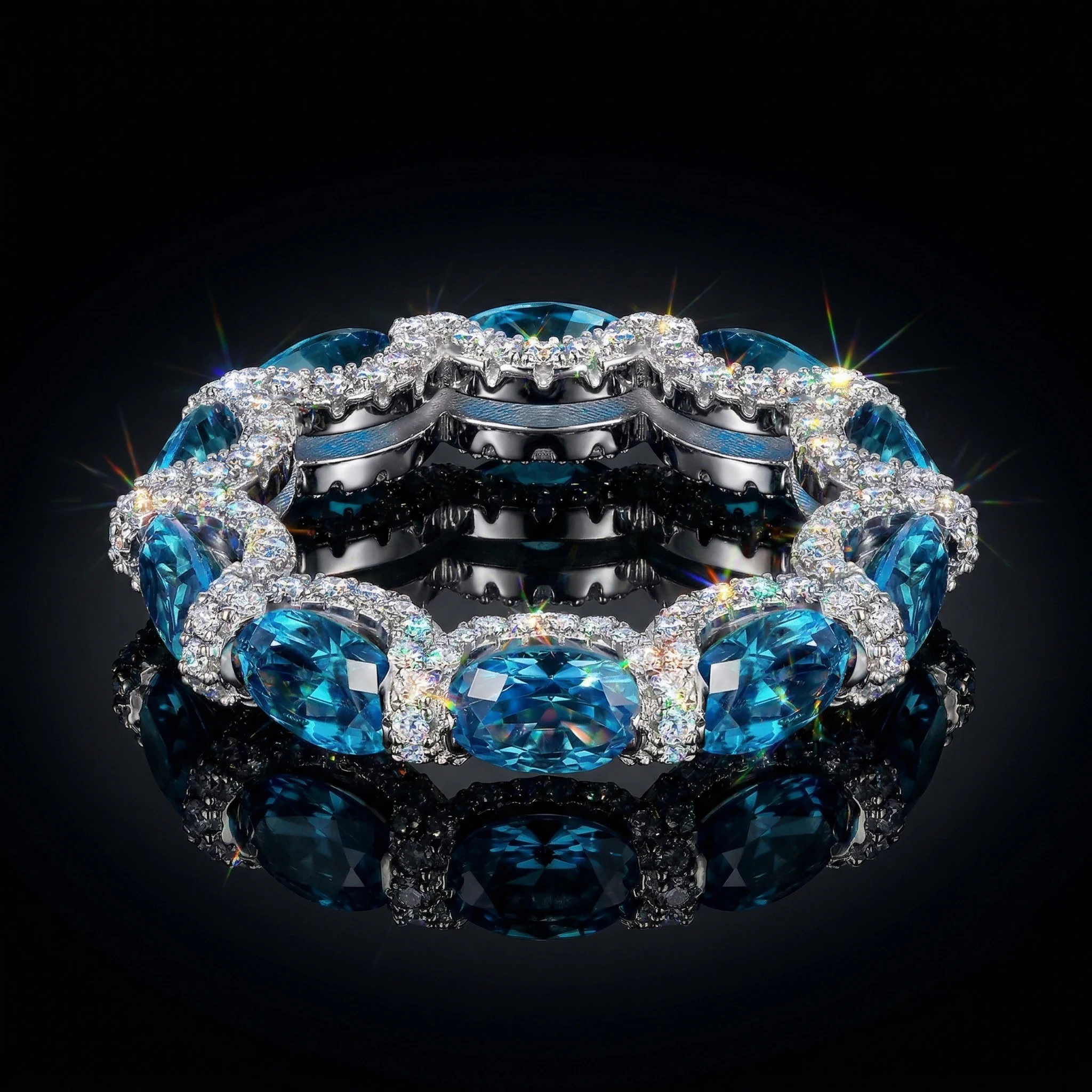 

Blue Moissanite Ring, 925 Sterling Silver, D Color VVS1, Oval Cut, Light Luxury Gift, Couple Ring, With Certificate