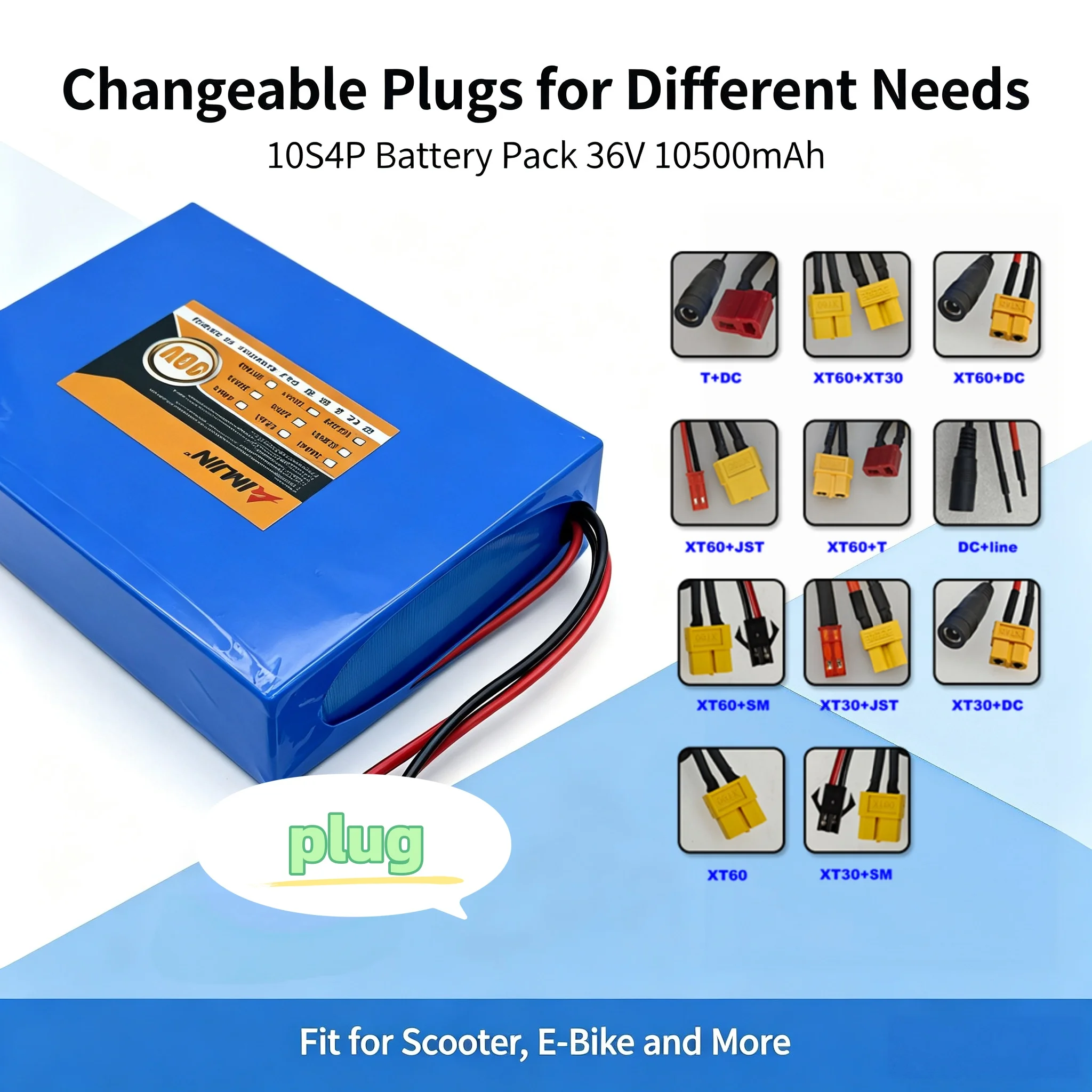 New 36V Battery 10S4P Battery Pack 10.5Ah 500W 750W 18650 Lithium ion  for e-bike Electric Car Bicycle Motor Scooter