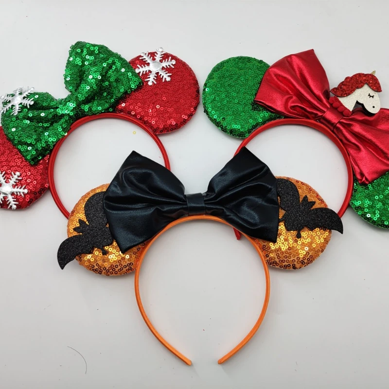 Festive Halloween Hair Hoop with Glossy Sequin Bow Ornament Light Comfort Frame Suitable for Stage Gala Trick-or-Treat Cosplay view 5