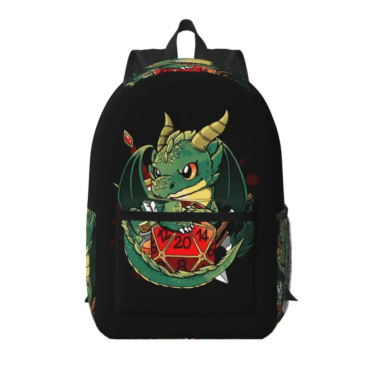 Dragon Themed Dice Game Student Backpack School Bag Hiking Travel Daypack for Boys Girls Bookbag Shoulder Bags