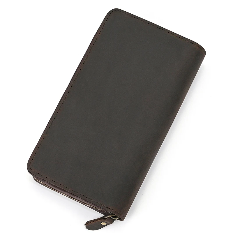 Genuine Leather Clutch Wallet For Men Cowskin big capacity Zipper Business Purse Card Holder Male Big Hand Wallets Pone Pouch - view 3