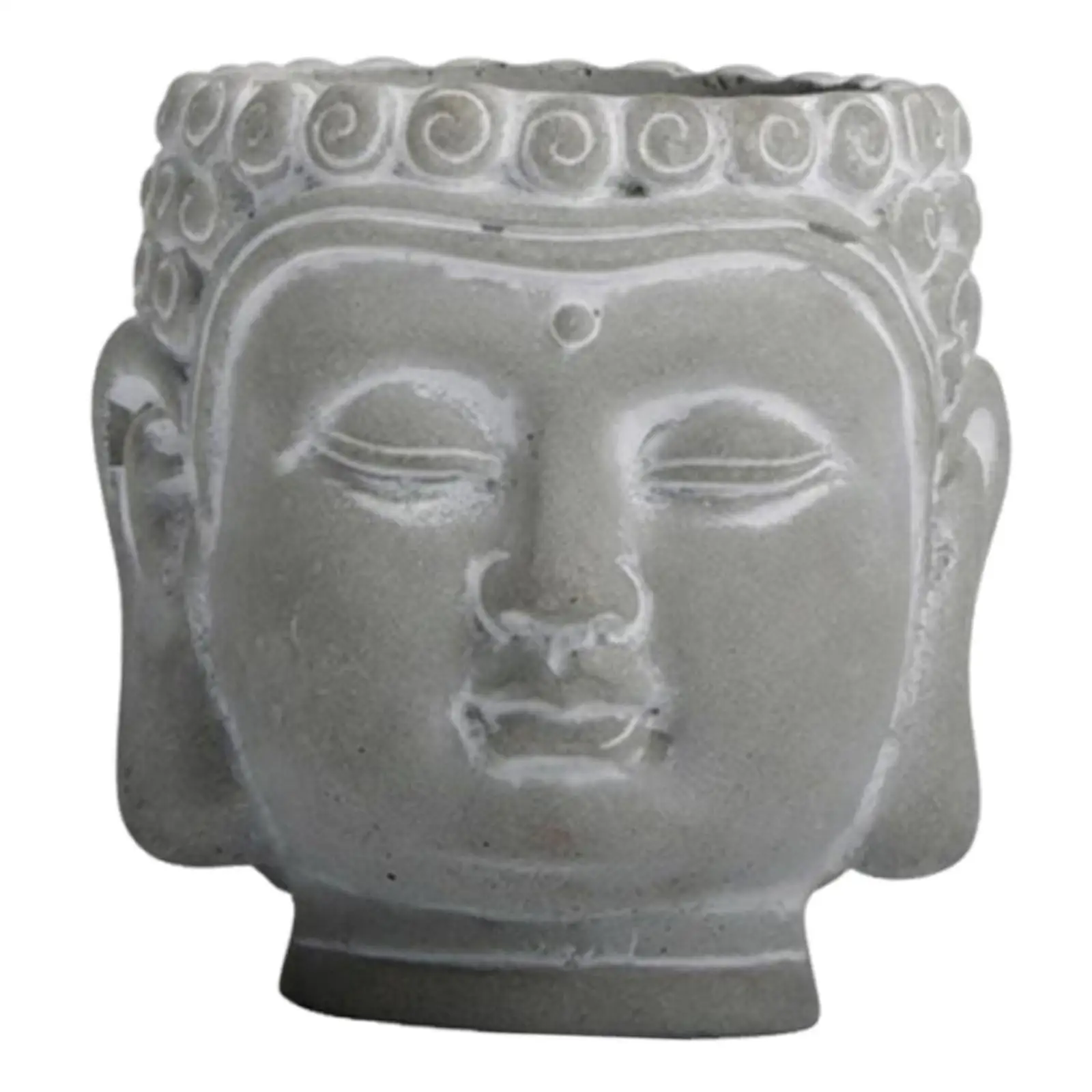 Buddha Flower Pot Gray, Ornament Creative, Buddhism Gift Decoration Plant Pot Plant Container Planter for Desktop Kitchen Office