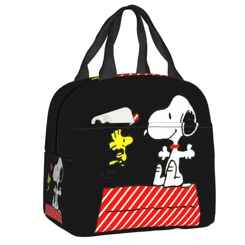 Cartone animato personalizzato Snoopy Red Stripe Disney borsa per il pranzo con isolamento termico contenitore per il pranzo riutilizzabile per la