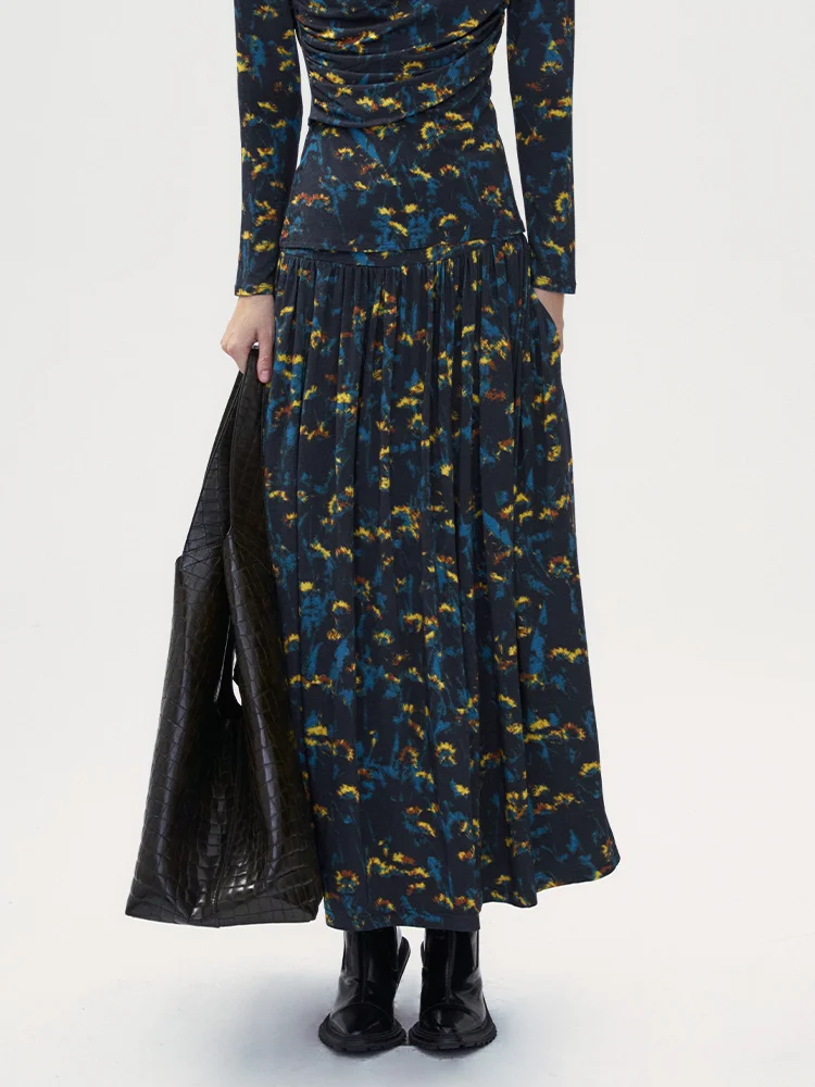 

Трикотажная плиссированная юбка Frontrowop Dance, осень 2024, женская модная юбка из модала (95% волокно) и спандекса (5%)