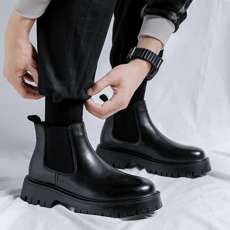 تشيلسي أحذية أزياء جلدية شهم أحذية رجال الأعمال أحذية قيادة اليدوية الأسود حزب الشقق اللباس الأحذية #4