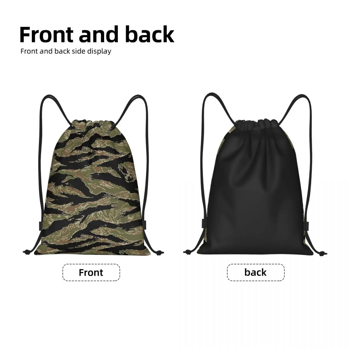 Custom Tiger Stripe Camo Drawstring Backpack Sports Gym Bag for Men Women Military Tactical Camouflage Shopping Sackpack