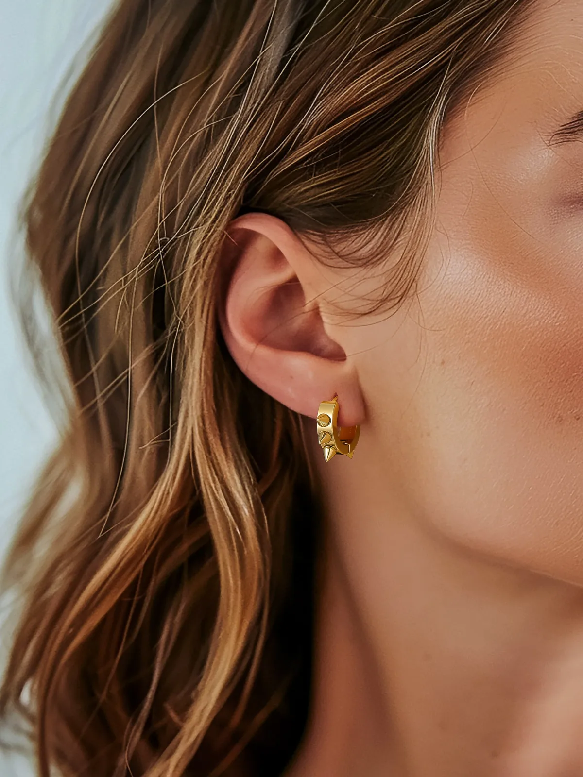 U7 الفولاذ المقاوم للصدأ 4 زوج/مجموعة Huggie وأقراط للرجل امرأة المسامير الأطواق مثلث مستدير عاشق زوجين الأذن طقم مجوهرات هدية #6