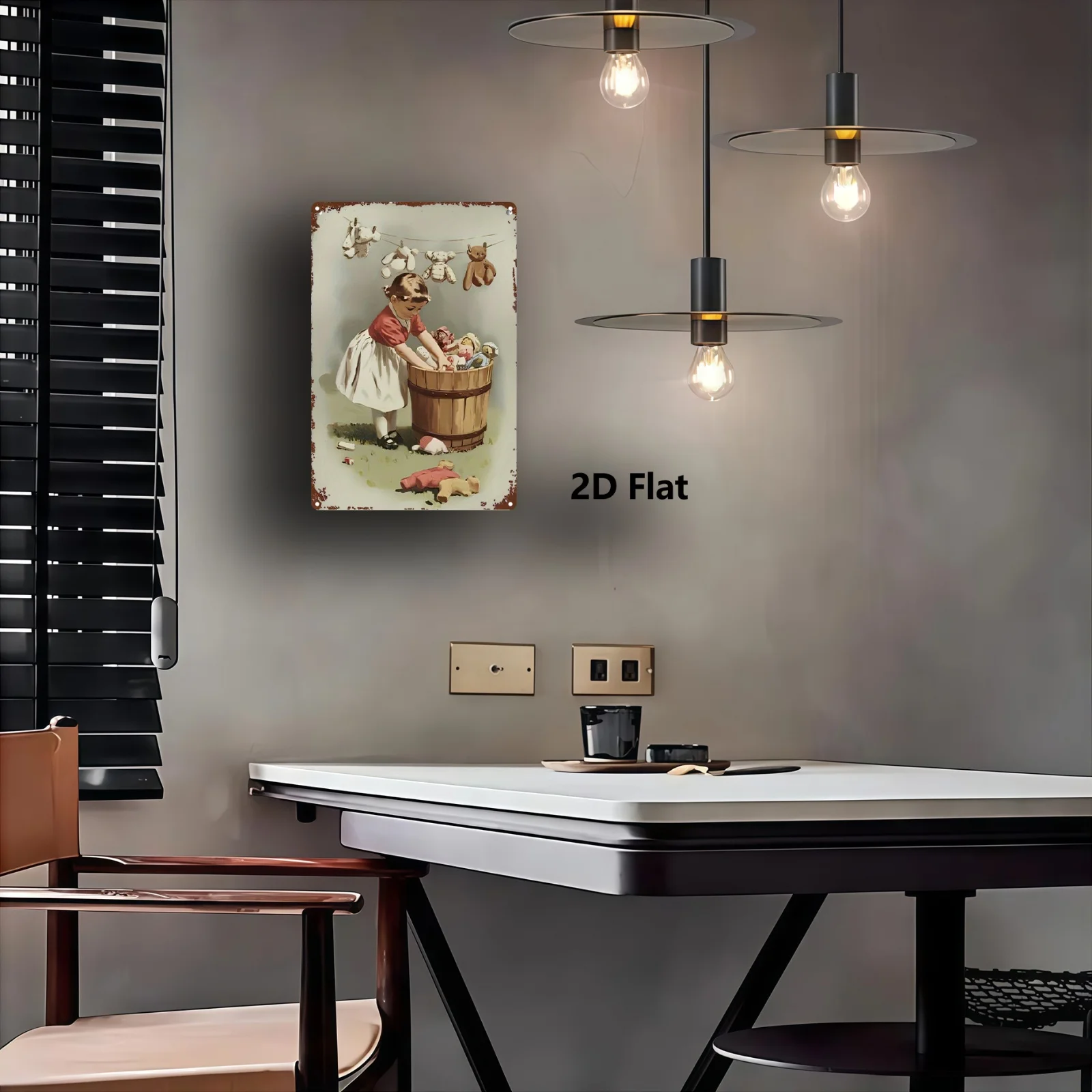 Vintage Iron Laundry Sign – Little Girl with Toy Bucket Classic Wall Art, 20.32x30.48cm Retro Decor for Bathroom, Farm & Porch view 2