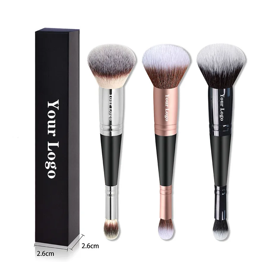 Makeup Brush Single Foundation Brush Custom Logo Double Head Concealer Brush Black Softly With Box 10pcs Wholesale Bulk