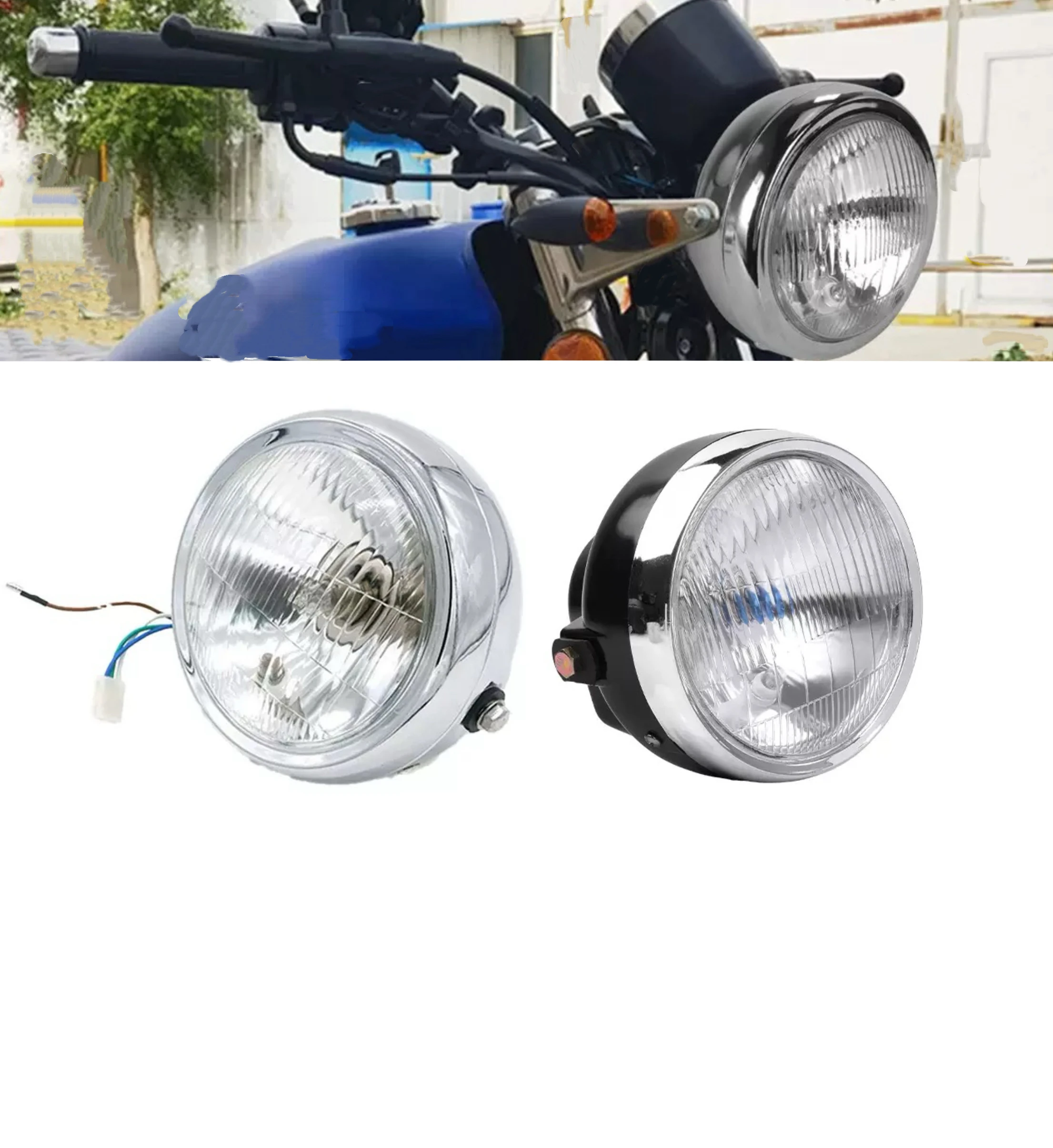 Universal Motorcycle Headlight Round Headlamp 12V Head Light for Honda CG125 GN125 for Suzuki Cafe Racer Lamps