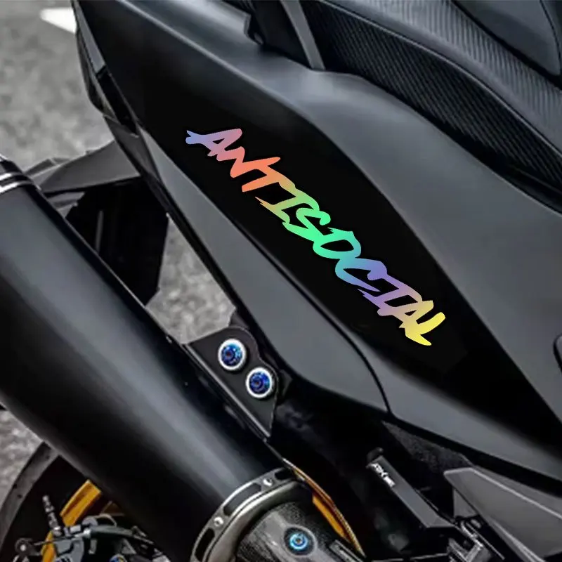 1pc Cool Anti-Social English Letter Helmet Decal Sticker Suitable for Bumper Triangular Window, Windshield Motorcycle Tank Sides