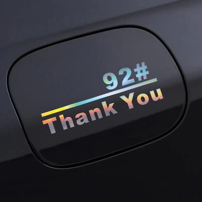 [MS]2Pcs Thank You Sticker Personalized Car Fuel Tank Cover Sticker Creative Plus No. 92 95 No. 98 Oil-Type Tips Black White