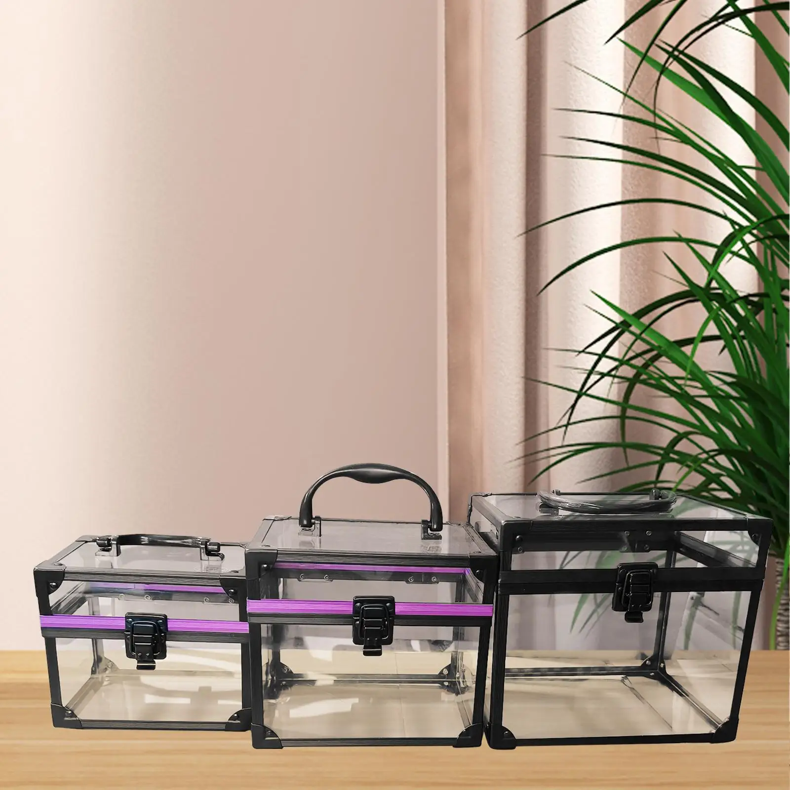 

3x Cosmetics Train Case Cosmetic Display Case for Home Makeup Artists Women