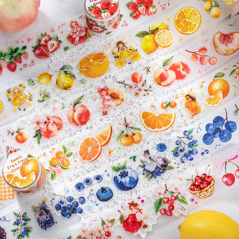 40mm * 2m/rollo de cinta adhesiva Kawaii con sabor a fruta dulce para mascotas, Material para álbum de recortes, decoración, diario basura, pegatinas estéticas