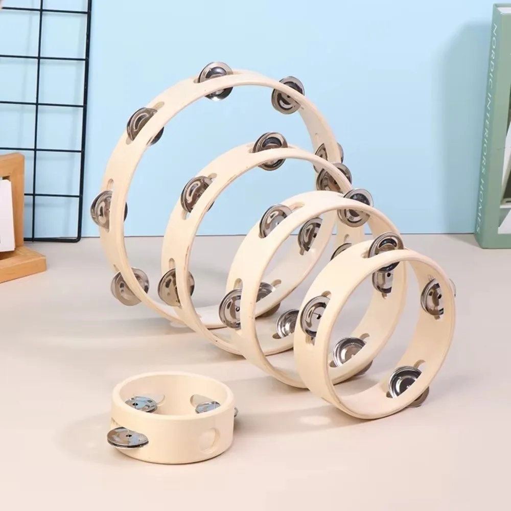New 4/6/7/8/10 Inch Hand Drums Single Row Wooden Rings Wooden Tambourine Orff Musical Instrument Kids Instrument Education