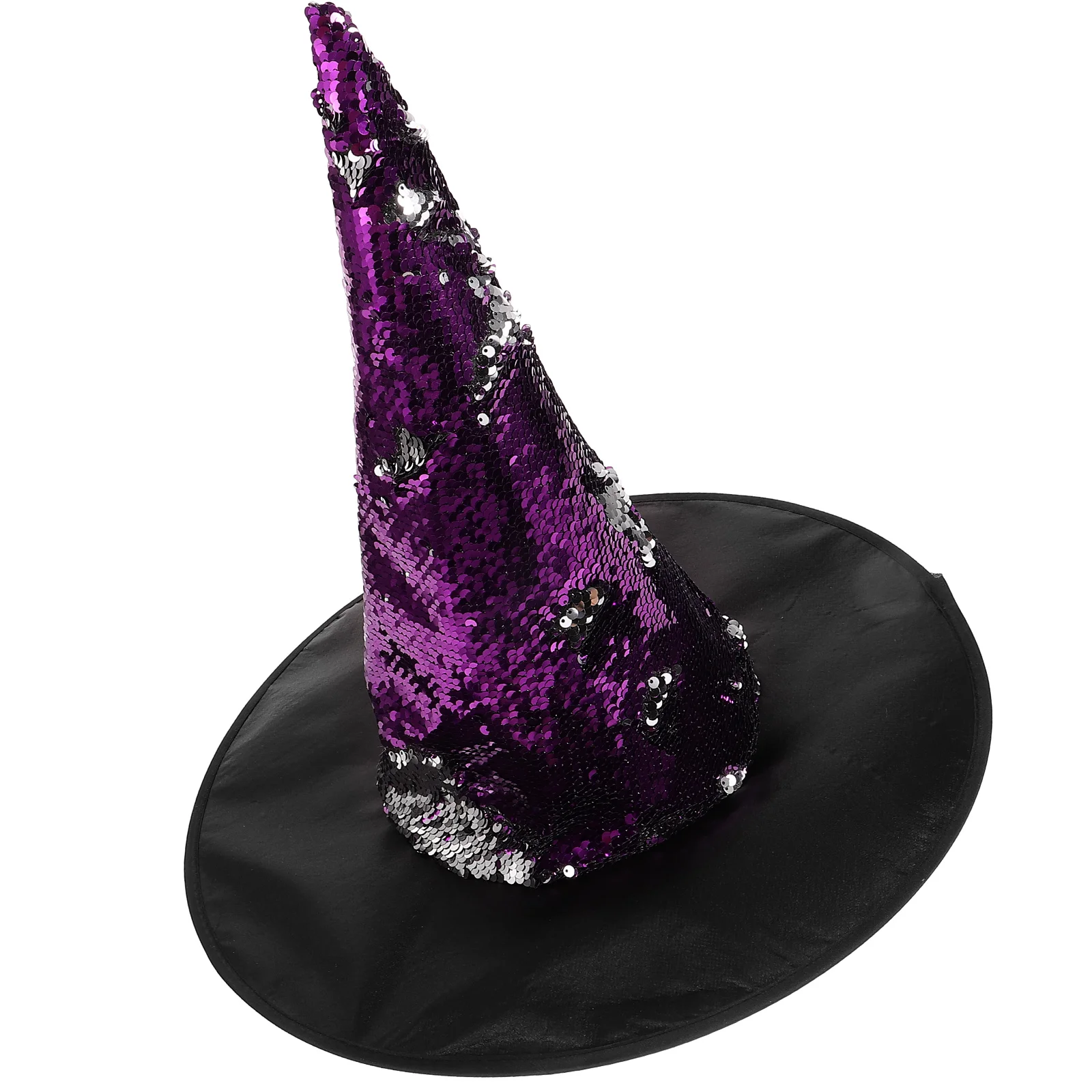 

Purple Witch Hat Sequin Glitter Halloween Party Masquerade Women Witches Fabric Costume Accessory Decorative Brown Color