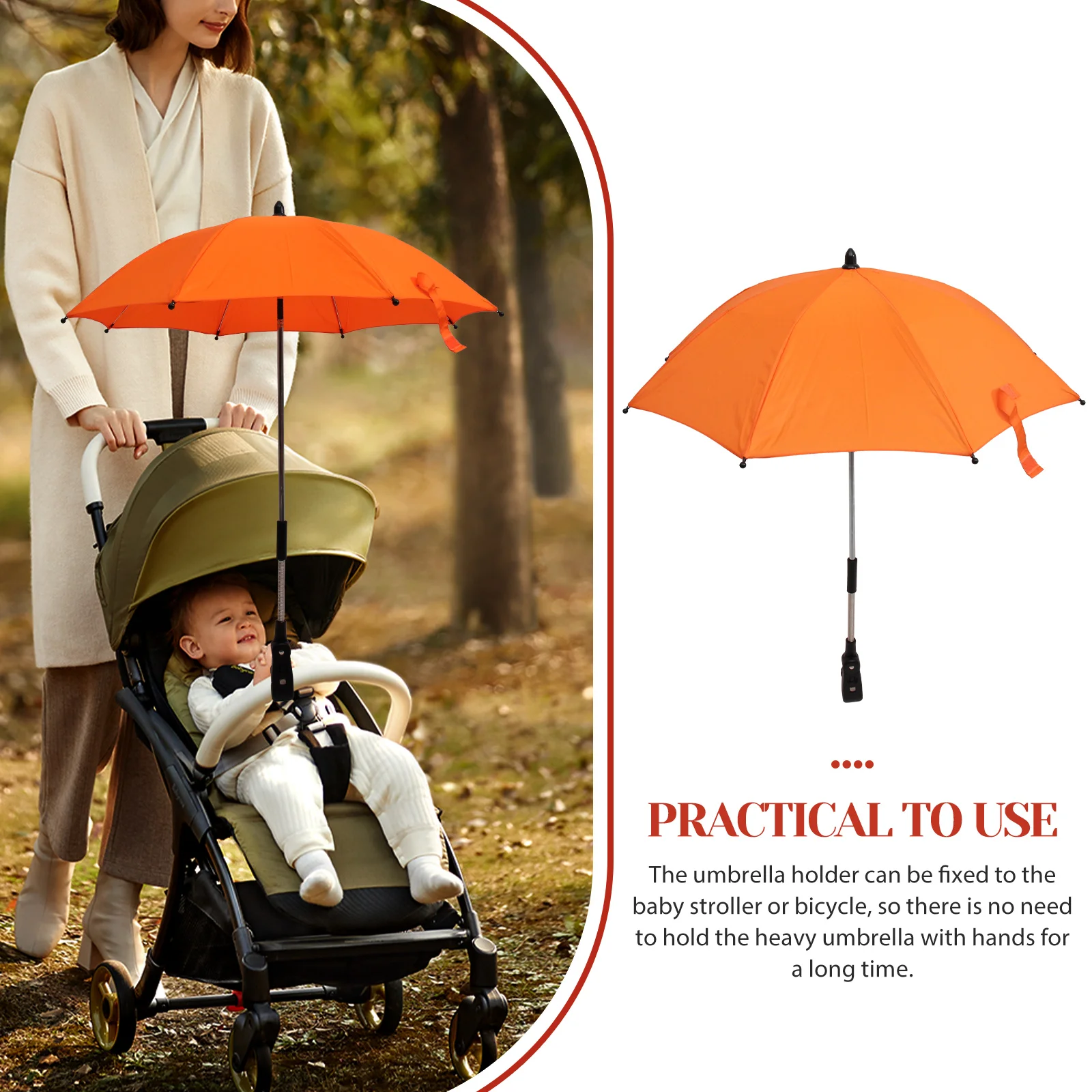 Adjustable Sunshade Chair Sunshade Chair Pushchair Wheelchair Umbrella Umbrella Clamp and Holder UV Protection Parasol Rain Sun