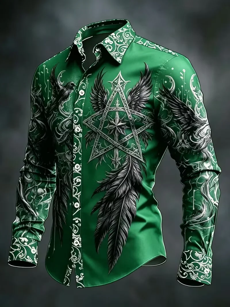 New Men's Deep Purple Daisy Flower 3D Printed Long Sleeve Shirt Texture Collar Outdoor Travel Top Clothing