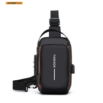 Homefish Men's Sling Chest Bag Oxford Fabric Crossbody Pack With Phone Pocket Zip Closure