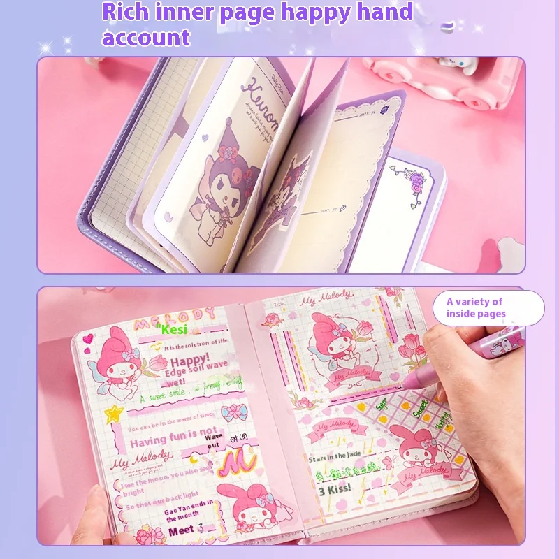 Sanrio Kuromi Ledger Notebook Magnetic Buckle Notebook Notebook Notebook With Colorful Inside Pages For Children And Students