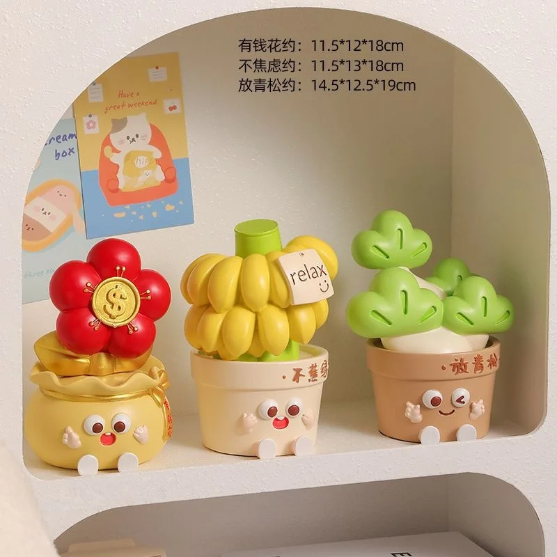 Qingsong Wealth Plant Ornament Office Workstation Computer Desktop Decoration Healing and Stress Relief Ornament