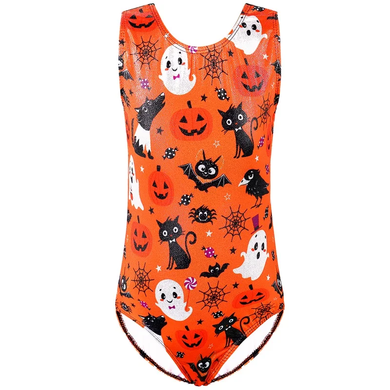 BAOHULU Jugendliche Ballett Kostüm Flamme Drucken Gymnastik Trikot Ein Stück Ärmellose Overall Kinder Praxis Outfit Tanz Body