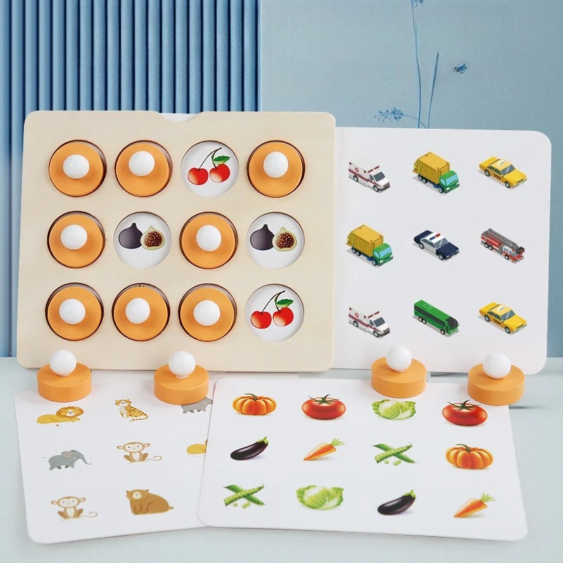 Children's Wooden Puzzle Memory Chess Logical Thinking Memory Training Chessboard Kindergarten Early Education Parent-child Toys