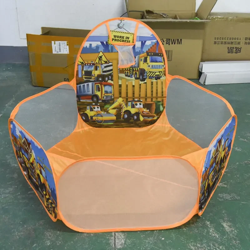 Pool Tent Toy Excavator Pattern Throwing Basketball Pool Foldable Ocean Ball Pool Indoor Tent Toy, Children's Game House Popo
