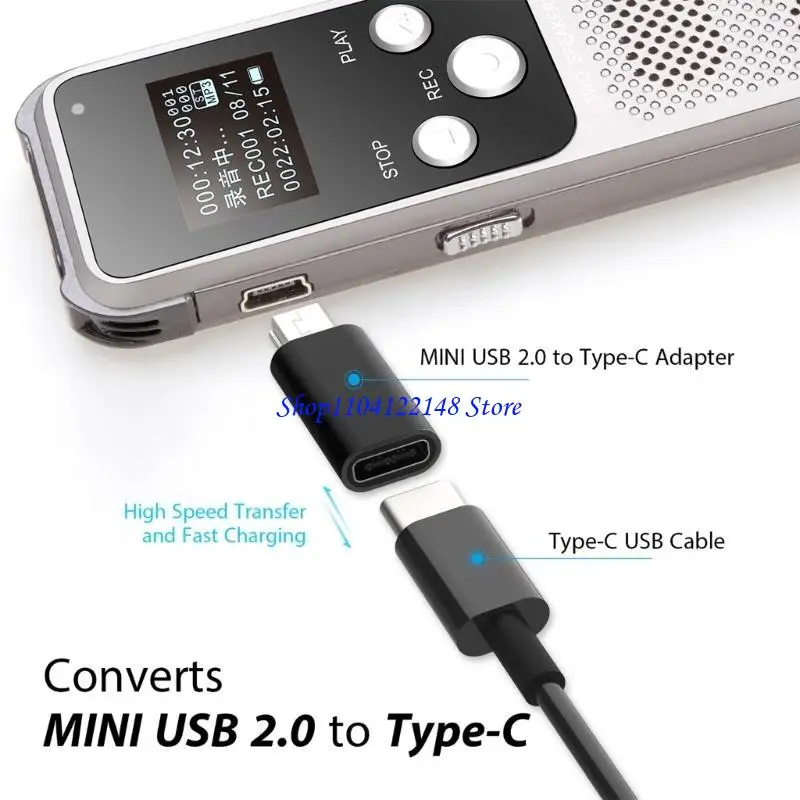 P9FA Mini USB to USB C Adapter USB C to Mini USB Adapter USB C Female to Mini USB Male Adapter for Notebook Laptop Data Sync