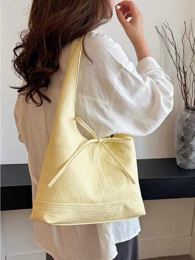 Bolso con lazo para mujer, bolso de hombro a la moda de verano, bolso de mano de gran capacidad, Popular para ir al trabajo, viaje de alta calidad, 2024