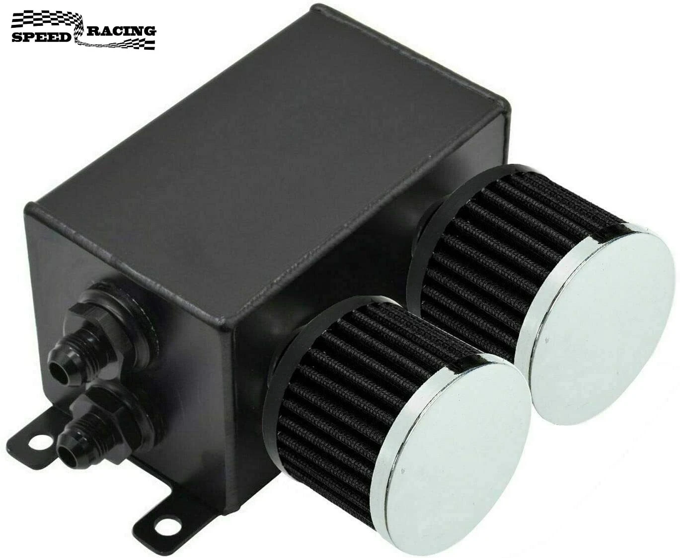 

10AN Масляный уловитель Резервуар Бак 2-портовый двойной сапунный фильтр Комплект с перегородкой Черный